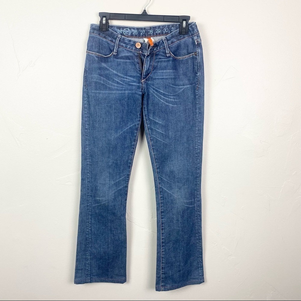 Earnest Sewn | Dark Wash Low Rise Boot Cut Jeans Size 25